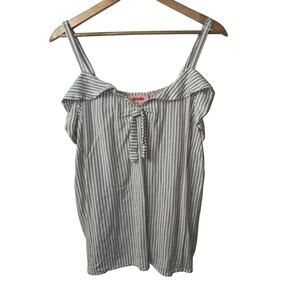 Evri Women’s 2X Tan White Striped Ruffle Tank Top